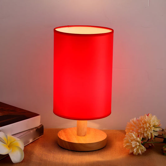 Quirdan | Modern Compact Wooden Table Lamp with Fabric Shade 0